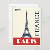Paris Eiffel Tower Vintage Travel Poster Postkarte (Vorne/Hinten)