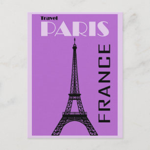 Paris Eiffel Tower Vintages Lila Reiseplakat Postkarte