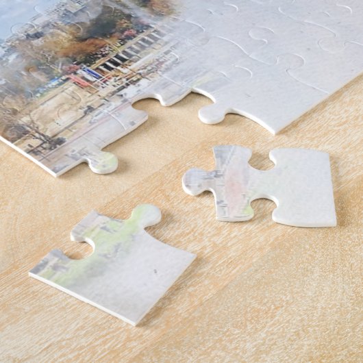 Paris Eiffel Tower Wasserfarbe gestrichen Puzzle (Seite)