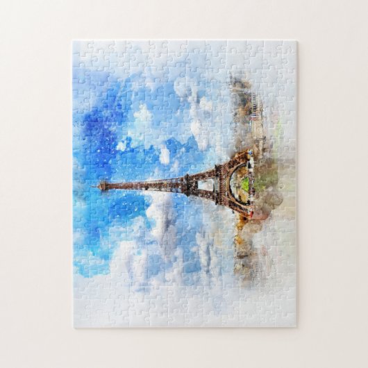 Paris Eiffel Tower Wasserfarbe gestrichen Puzzle (Vertikal)