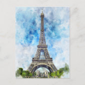 Paris Eiffel Tower Watercolor #02 Postkarte (Vorderseite)