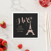 Paris Eiffel Tower Wedding Black and Pink Merci Serviette (Beispiel)