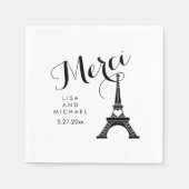 Paris Eiffel Tower Wedding Black and White Merci Serviette (Vorderseite)