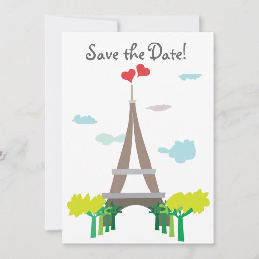 Paris Eiffel Tower Wedding Date Save The Date (Vorderseite)