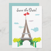 Paris Eiffel Tower Wedding Date Save The Date (Vorne/Hinten)