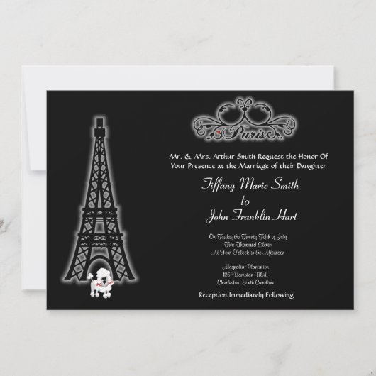 Paris Eiffel Tower Wedding Einladung (Vorderseite)