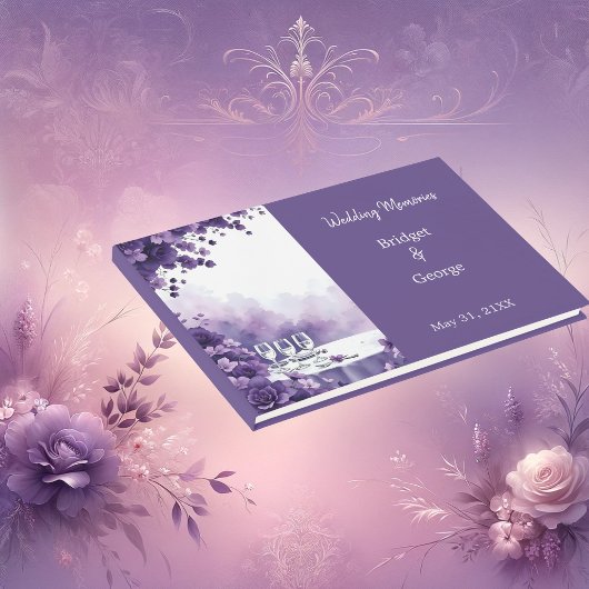 Paris Eiffel Tower Wedding & Lila Blumenthema Gästebuch