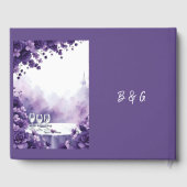 Paris Eiffel Tower Wedding & Lila Blumenthema Gästebuch (Rückseite)