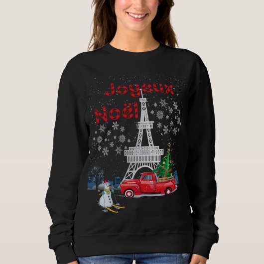 Paris Eiffel Tower Weihnachtsbaum Red Truck Sweatshirt (Vorderseite)