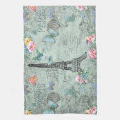 Paris-Eiffel Turm-Blume-Blumen--Vintag-Rosen Handtuch (Vertikal)