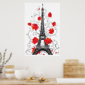 Paris Eiffel Turm elegant stilvolle Silhouette Poster (Küche)