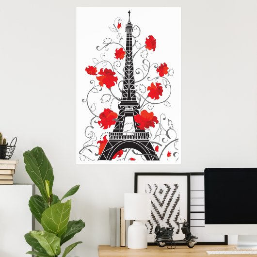 Paris Eiffel Turm elegant stilvolle Silhouette Poster (Heimbüro)