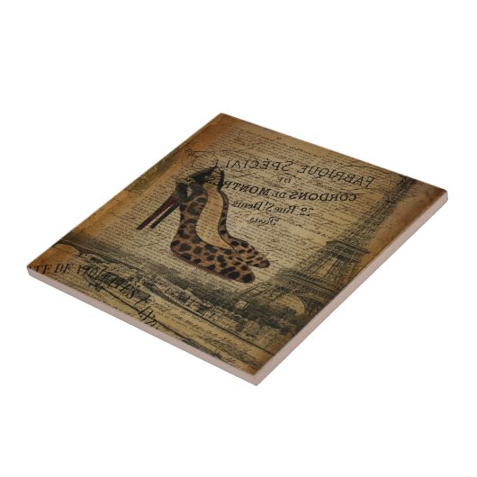 Paris eiffel Turm Leopard High Heel Fashionista Fliese (Seite)