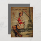 Paris eiffel Turm mädchenhafte Geburtstagsparty Einladung (Vorne/Hinten)