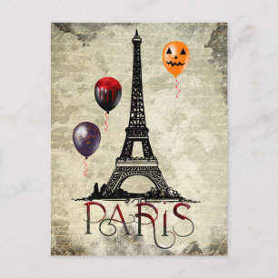Paris, Eiffel-Turm und Halloween-Balloons Gothic Postkarte