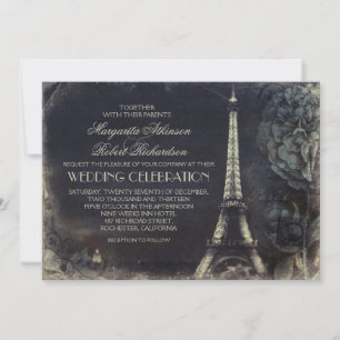 Paris Eiffel Turm Vintage Hochzeit Einladungen