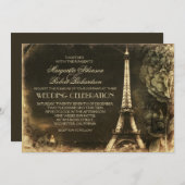 Paris Eiffel Turm Vintage Hochzeit Einladungen (Vorne/Hinten)