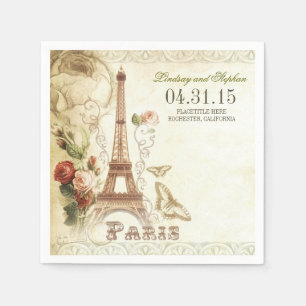 Paris Eiffel Turm Vintage Hochzeitspapiere Serviet Serviette