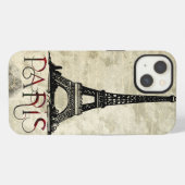 Paris, Eiffel-Turm Vintage-Schrift iPhone Hülle (Rückseite (Horizontal))