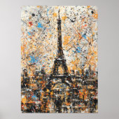 Paris Eiffelturm Abstrakte Tropfmalerei Poster (Vorne)