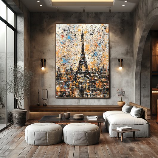 Paris Eiffelturm Abstrakte Tropfmalerei Poster