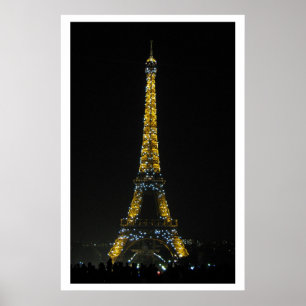Paris, Eiffelturm am Nachtplakat Poster