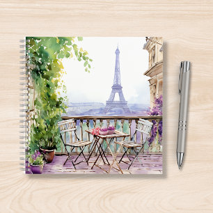Paris Eiffelturm Aquarell Französisches Café Notizblock