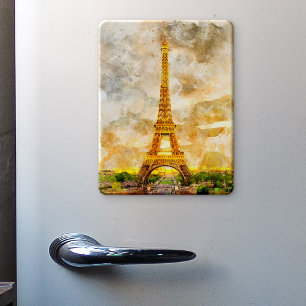 Paris Eiffelturm Aquarell Sonnenuntergang Kunst Dr Magnet