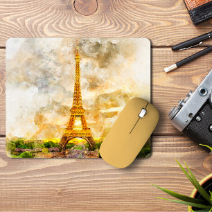 Paris Eiffelturm Aquarell Sonnenuntergang Kunstpri Mousepad