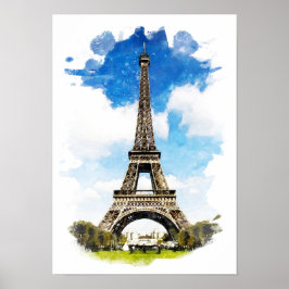 Paris - Eiffelturm - Aquarellmalerei Poster