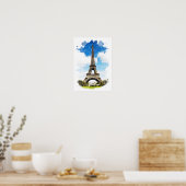 Paris - Eiffelturm - Aquarellmalerei Poster (Küche)