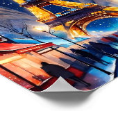 Paris Eiffelturm auf dem Nachtposter Poster (Ecke)