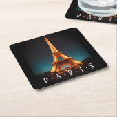Paris, Eiffelturm bei Nacht, Vs 2 Rechteckiger Pappuntersetzer (angewinkelt)