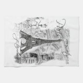 Paris Eiffelturm Black & White Collage Scene Handtuch (Horizontal)