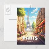 Paris Eiffelturm Cafes Postkarte (Vorne/Hinten)