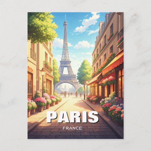 Paris Eiffelturm Cafes Postkarte (Vorderseite)