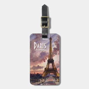 Paris Eiffelturm Dämmerung Aquarell Individueller  Gepäckanhänger