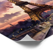 Paris Eiffelturm Dämmerung Wasserfarbe Benutzerdef Poster (Ecke)