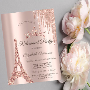 Paris Eiffelturm, Drip Rose Gold Ruhestand Einladung