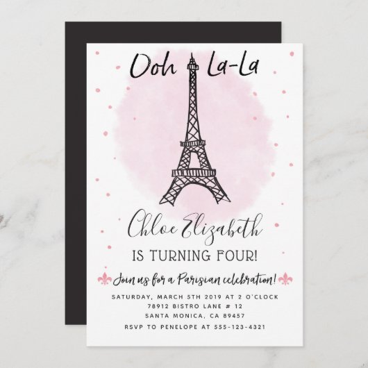 Paris-Eiffelturm-Einladung für irgendein Ereignis! Einladung (Vorne/Hinten)