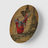 Paris-Eiffelturm Fashionista-Rot-Stilette Runde Wanduhr (Winkel)