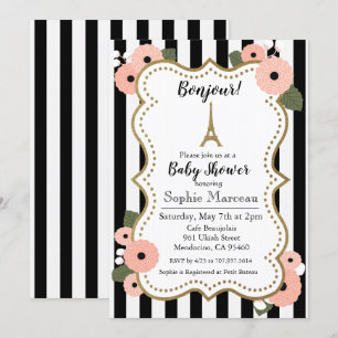 Paris Eiffelturm Florale Babyparty-Einladung Einladung
