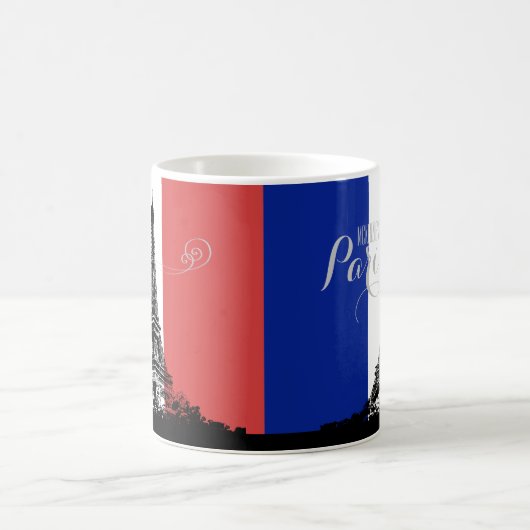 Paris-Eiffelturm-Frankreich-Flaggen-Monogramm Kaffeetasse (Mittel)