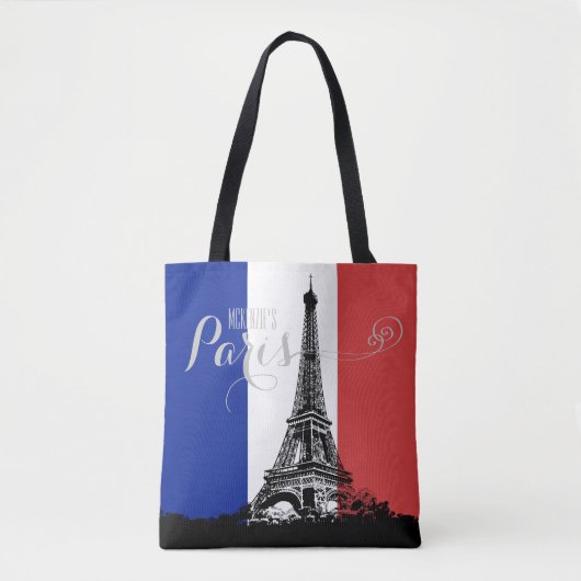 Paris-Eiffelturm-Frankreich-Flaggen-Monogramm Tasche (Vorderseite)