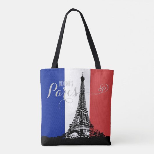 Paris-Eiffelturm-Frankreich-Flaggen-Monogramm Tasche (Rückseite)