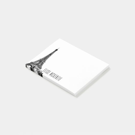 Paris-Eiffelturm-Frankreich-Monogramm-Name 4x3 Post-it Klebezettel (angewinkelt)