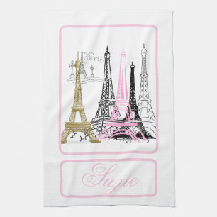 Paris Eiffelturm Frankreich Rosa Dekor Handtuch
