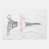 Paris Eiffelturm Frankreich Rosa Dekor Handtuch (Horizontal)
