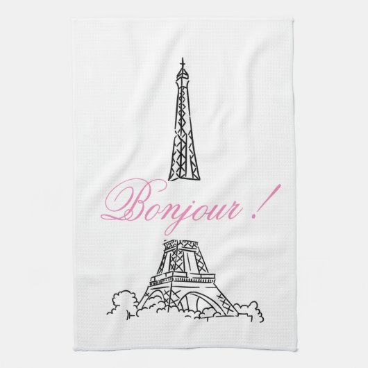 Paris Eiffelturm Frankreich Rosa Dekor Handtuch (Vertikal)