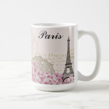 Paris Eiffelturm Frankreich Vintage rosa Blumen